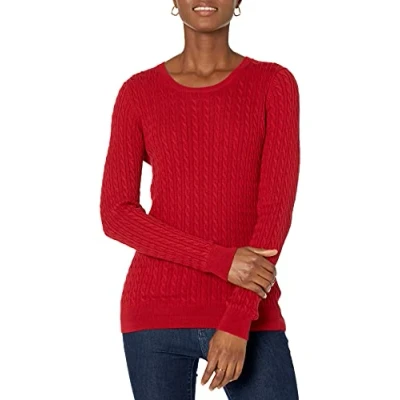 Afbeelding van Amazon Essentials Lichtgewicht Kabel Crewneck Trui, Rood L