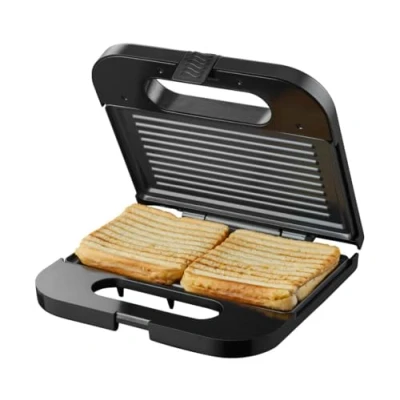 Afbeelding van Tomado TGS2001S Tosti ijzer Grill apparaat Anti aanbaklaag Sandwichmaker 750 watt 22,5 x 13 cm Zwart/RVS