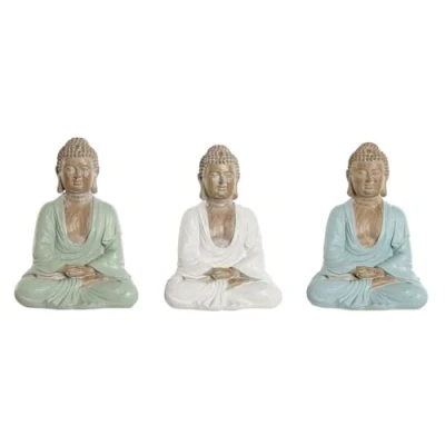 Afbeelding van Decoratieve figuren Home ESPRIT Wit Groen Turkoois Boeddha Orientaals 14 x 10,5 18,5 cm (3 Stuks)