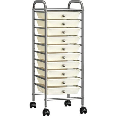 Afbeelding van Opbergtrolley met 10 lades mobiel kunststof wit