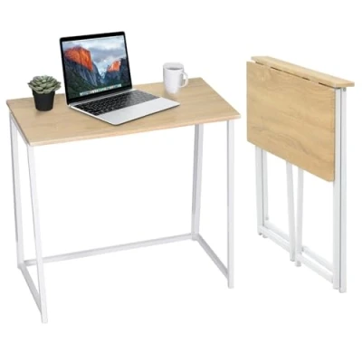 Afbeelding van MEUBLE COSY Bureau, opvouwbare tafel, computertafel, laptoptafel voor kantoor, thuiskantoor, eenvoudige montage, scandinavisch design, eiken, 80x41,5x74cm