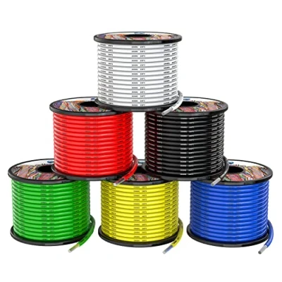 Afbeelding van 10awg 5,3 mm² siliconen elektrische draadkabel, 6 kleuren, x 3 meter, zacht en flexibel, zuurstofvrij, hoge temperatuurbestendig, gedraaide vertind koperdraad
