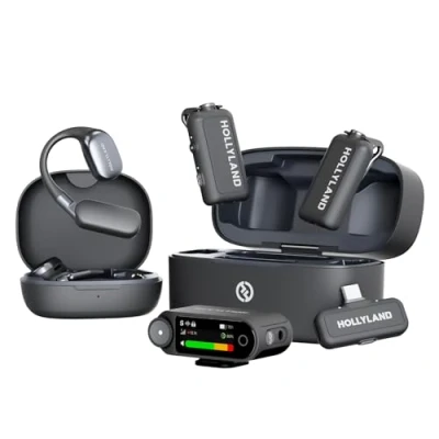 Afbeelding van Hollyland Lark MAX 2 Ultimate Combo (OWS Monitor Oortelefoon + 2TX+ Camera RX USB C RX+ Oplaadhoes) Draadloze microfoon voor camera/iPhone/Android/PC, 32 bit, interne opname, AI ruisonderdrukking