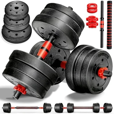 Afbeelding van RE:SPORT 2 in 1 halterset, 20 kg, verstelbare korte halter en lange halter, stersluitingen verbindingsbuis
