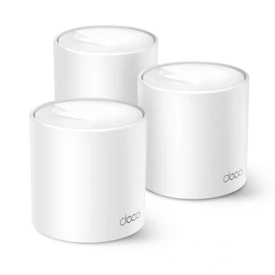 Afbeelding van TP Link Deco X1500 (verpakking van 3) WiFi 6 AI Mesh AX1500 dual band 2,4 GHz / 5 GHz, bereik tot 600 m2, 3 x Gigabit poorten per eenheid, 160 MHz kanaal, ODFMA, 1024QAM, wit