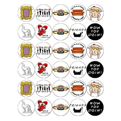Afbeelding van 30 Vrienden TV show Cupcake Toppers Eetbare Wafer Papier Fairy Cake Verjaardagstaarten