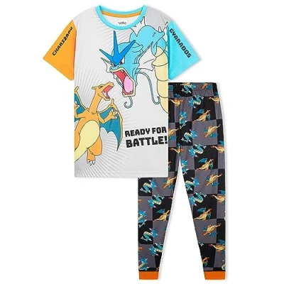 Afbeelding van Pokemon pyjama jongens kinderen 4 14 Jaar zomer winter nachtkleding bovendeel korte pyjamabroek lang, grijs/zwart, 9 10