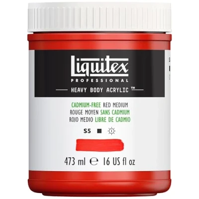 Afbeelding van Liquitex 4412894 Professional Heavy Body acrylverf in kunstenaarskwaliteit met uitstekende lichtechtheid en boterachtige consistentie, 473ml Pot, Cadmium Free Red Medium