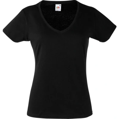 Afbeelding van Fruit Of The Loom Dames Vrouwen Fit Valuegewicht V hals T shirt met korte mouwen (Zwart)