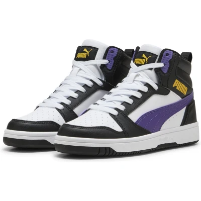 Afbeelding van PUMA Rebound V6 MID JR Sneaker, White Team Violet Zwart, 3.5 UK, 36 EU