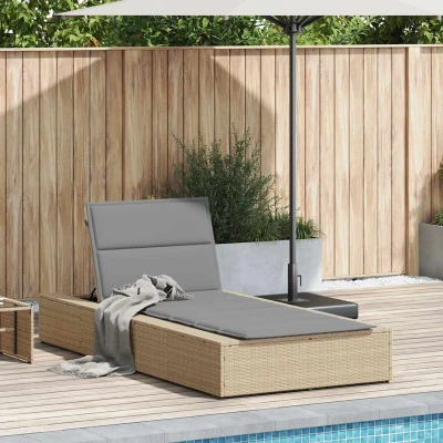 Afbeelding van vidaXL Ligbed met zwevend kussen poly rattan beige