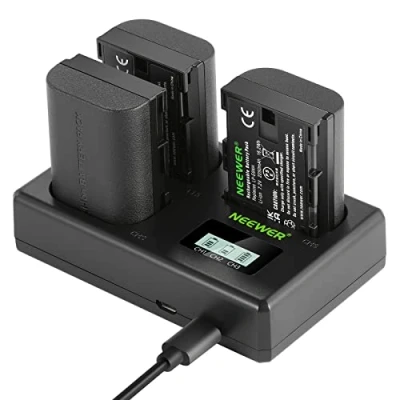 Afbeelding van NEEWER LP E6NH Vervangende accu en USB oplader, set van 3, 2250 mAh, vervanging voor Triple Slot compatibel met Canon EOS R7 R5 R6 II R, 5DIV, 6DII, 7DII, 80D, 90D