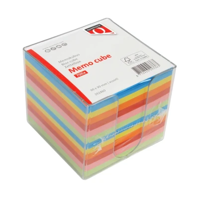Afbeelding van Memokubus Quantore 90x90mm transparant assorti