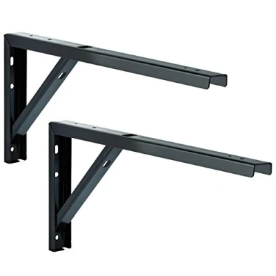 Afbeelding van Gedotec Plankconsole zwart plankdrager metalen plankhoek voor tafel en wandmontage plankhouder staal gecoat 400 x 30 180 mm 2 stuks hoekconsole om te schroeven
