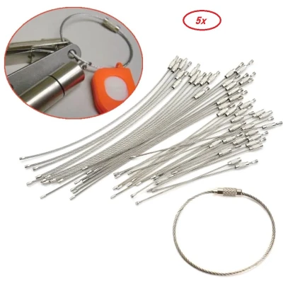 Afbeelding van Sleutel Hanger Staal 5 Stuks 20 cm lang Staaldraad Sleutelring Broek Keychain RVS