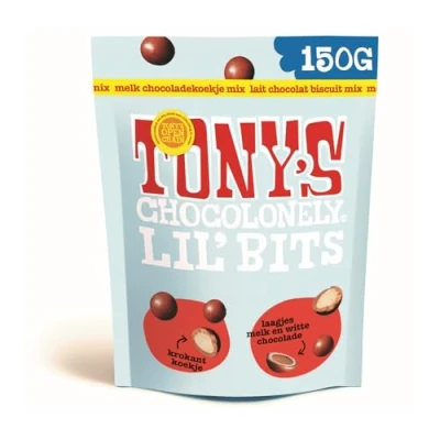 Afbeelding van Tony&#039;s Chocolonely Lil&#039; Bits Chocoladekoekje Mix Zak (8x 150gr)