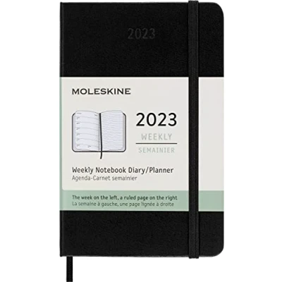 Afbeelding van 12 Maanden Week Notebook Pocket Hardback Zwart