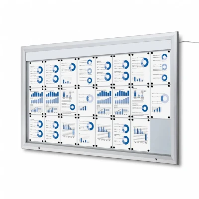 Afbeelding van Vergrendelbaar Notitiebord Outdoor Verlicht Logo Met Gasveer 24x A4