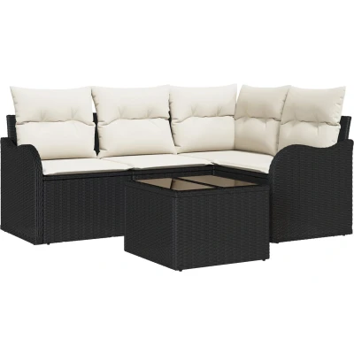 Afbeelding van vidaXL 4 delige Tuinsofa Set met Kussens Bruin Poly Rattan