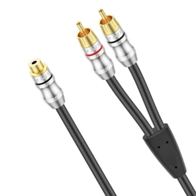 Afbeelding van J&amp;D RCA Kabel, 1 Vrouwelijk naar 2 Mannelijk Korte Y Splitter Vergulde Adapter Stereo Phono 0,3 Meter