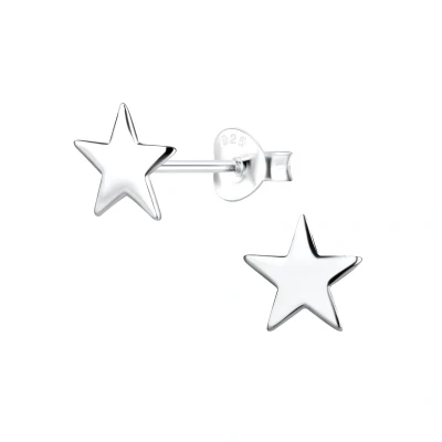 Afbeelding van JoyS Zilveren ster oorbellen 8 mm basic egaal