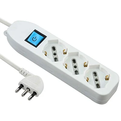 Afbeelding van Electraline 62068 meervoudige stekkerdoos met kabel 1,5 m, 3 Italiaanse universele stopcontacten, wit