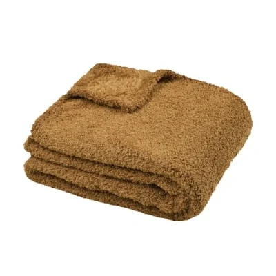 Afbeelding van stof Textiles Plaid/bankdeken Montreal camel 130 x 160 cm harige polyester 1 persoons