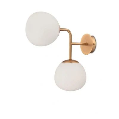 Afbeelding van Maytoni Wandlamp Erich in messing met twee glazen kappen