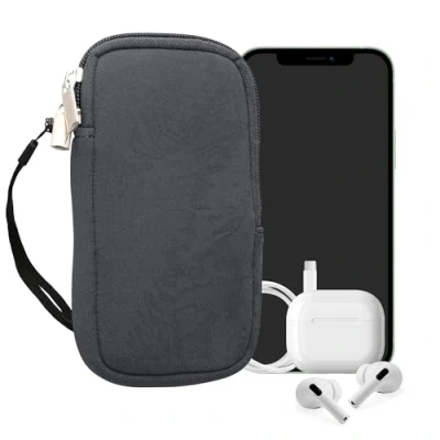 Afbeelding van kwmobile telefoontasje universeel voor L 6,5&quot; smartphones 16,5 x 8,9 cm Hoesje met rits en polslusje In blauwgrijs