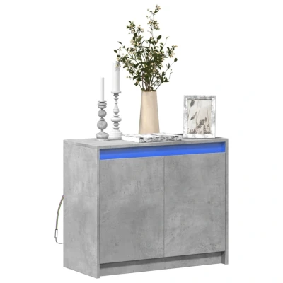 Afbeelding van vidaXL dressoir met LED 72x34x61 cm bewerkt hout betongrijs, opbergkast, kast, bijzetkast, wandkast, opbergkastje, dressoirkast