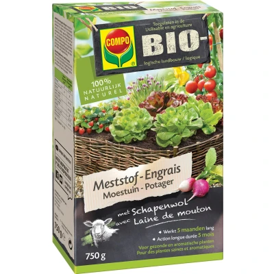 Afbeelding van COMPO Bio meststof Moestuin 100% organische met directe en lange werking van 5 maanden voor een rijke oogst doos 750 g