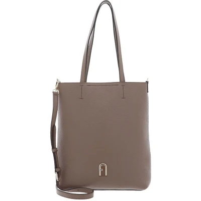 Afbeelding van FURLA Leren Schoudertas Primula Tote Bag Greige Lichtbruin