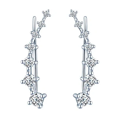 Afbeelding van Yumilok Kraakbeen sieraad, oorclip, 925 Sterling zilver, met kristallen oormanchet voor dames en meisjes, zilver Zirkonia, Zirkonia