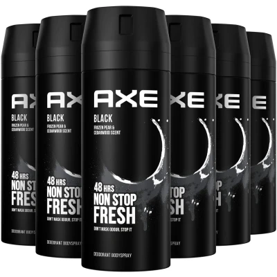 Afbeelding van 6x Axe Black Deospray 150ml kopen? Nu in de aanbieding bij Voordelig Inslaan!