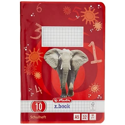 Afbeelding van Herlitz Schrift, A5, liniatuur 10, houtvrij papier, geruit met rand, 80 g/m², 32 vellen, wit