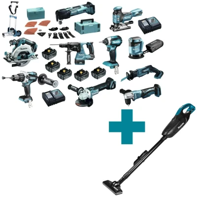 Afbeelding van Makita DLX1009TJ2 Accu Combiset 10 delig met Trolley 18V 5.0Ah in Mbox