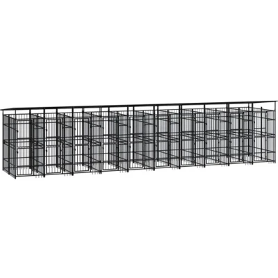 Afbeelding van vidaXL Hondenkennel met dak 18,43 m² staal
