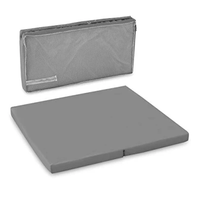 Afbeelding van Hauck Sleeper SQ, comfortabel matras voor campingbedje en speelbox 90 x cm, 6 cm dik, opvouwbaar speelkleed, in drie delen, ademend wasbaar, inclusief draagtas grijs