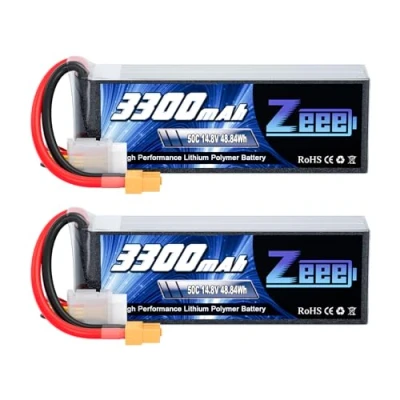 Afbeelding van Zeee 4S Lipo batterij 3300 mAh 14,8 V 50C RC met XT60 aansluiting voor FPV Racing Drones racefiets Quadcopters Vliegtuig Helikopter Boot Auto (2 Pakketten)