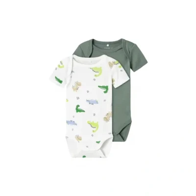 Afbeelding van NAME IT BABY romper NBMBODY set van 2 groen/wit