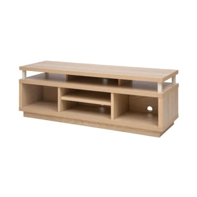Afbeelding van Iris Ohyama, TV meubel / met 5 open planken tot 55, Massief hout, Kabelgaten, Kantoor, Woonkamer Cabinet Middle OTS 125M LichtBruin