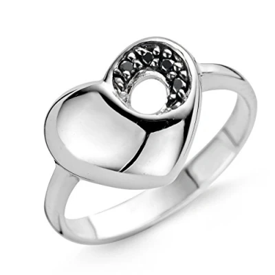 Afbeelding van Orphelia Ring Bold Heart Black Zirconium Sterling Zilver 925 Zr 3755/54