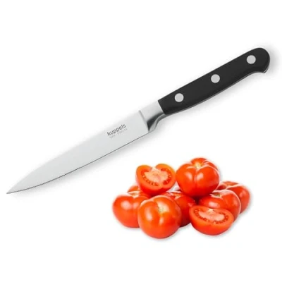 Afbeelding van Kuppels SOLID tomatenmes met gekartelde rand, 12,5 cm lemmet, zeer scherp en snijvast, gepolijst roestvrij, universeel mes, groentemes, getanden messen voor druiven of tomaten