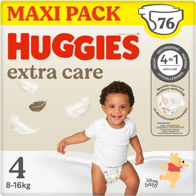 Afbeelding van Huggies® Extra Care baby luiers, Maat 4 (8 tot 16 kg), 76 luiers met vochtindicator en Disney designs, Maandbox