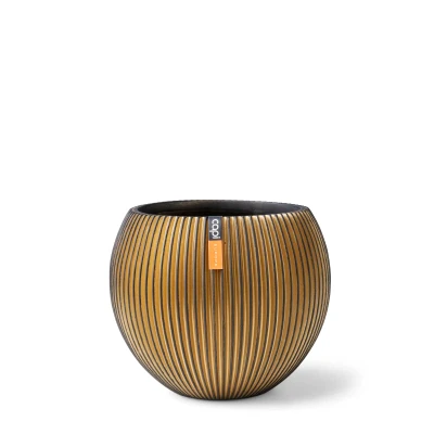 Afbeelding van Vaas bol Groove 17x14 zwart goud Capi Europe