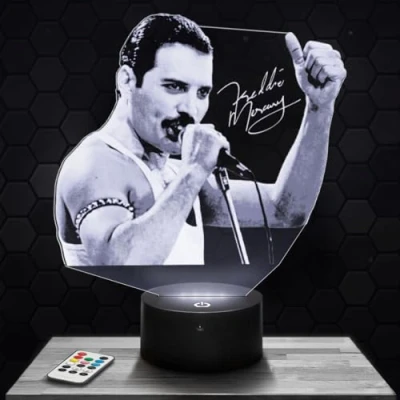 Afbeelding van Nachtlampje met touchscreen, Freddie Mercury/Queen lamp, 3D led illusie, cadeau idee, Kerstmis, verjaardag, jongens en meisjes, nachtlamp, kinderkamer of volwassene