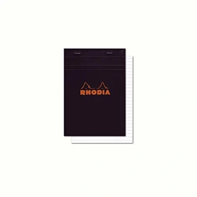 Afbeelding van Rhodia 136009C schrijfblok nr. 13, DIN A6, 14,8 x 10,5 cm, 80 vellen gelinieerd g, afneembaar en microgeperforeerd, met kartonnen achterkant, ideaal voor notities, zwart, 1 stuk