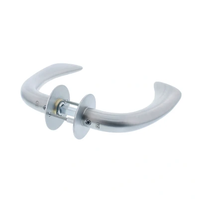 Afbeelding van P+E Deurkruk &#039;Erick&#039; op ronde rozet 8mm stift rvs geborsteld