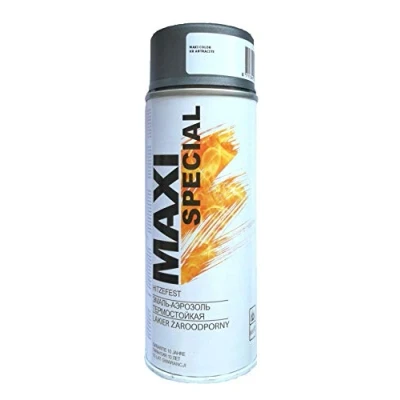 Afbeelding van Maxi Color HITZEBESTENDIG spuitlak ovenverf uitlaatlak ovenlak 400 ml spuitbus hittebestendig hoge temperatuur lak zuinig (800 C antraciet mat)