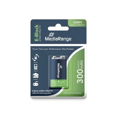 Afbeelding van Media Range MRBAT124 Oplaadbare batterij Chroom 9V